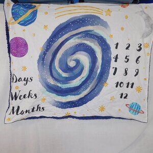 Izzy & Ally Babys 1st Year Calendar Milestone Photo Blanket Space Theme